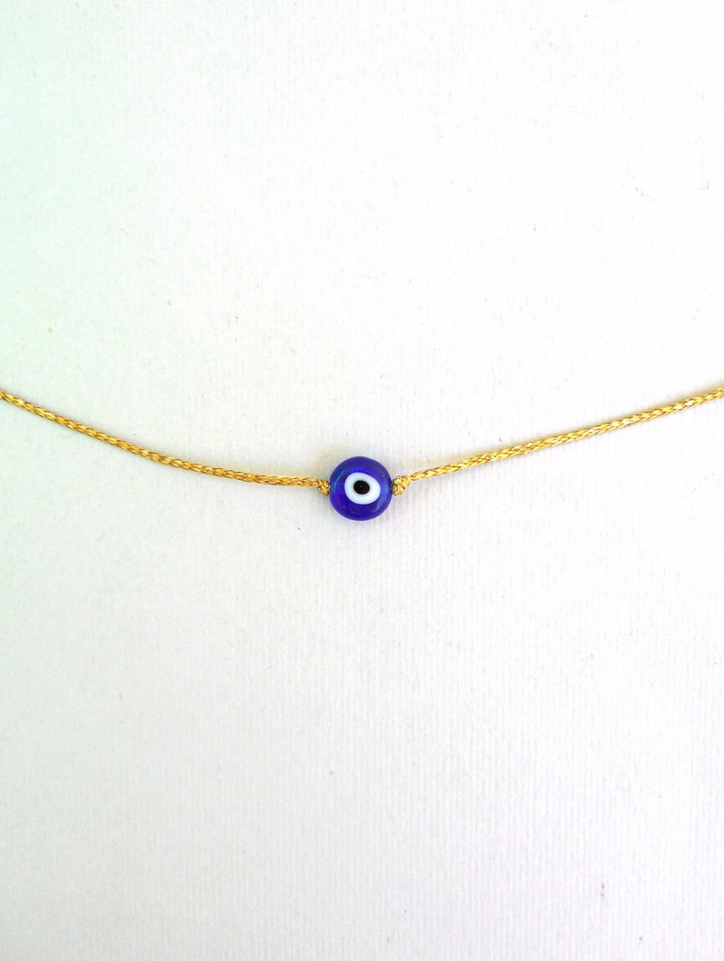 Blue Evil eye necklace Gold cord nazar necklace Greek Evil eye Turkish pendant Evil eye choker Protection Red string necklace Talisman Gold