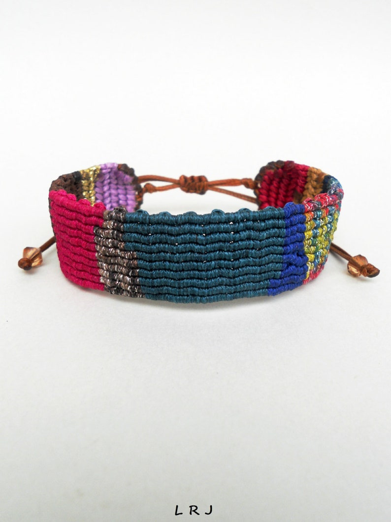 Bracelet Bohème Réglable En Cuir Et Macramé - Homme/Femme - Artisanat Français - Neuf