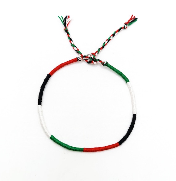 Palestinian Flag Bracelet: Cotton Thread Friendship Wrap, Solidarity jewelry
