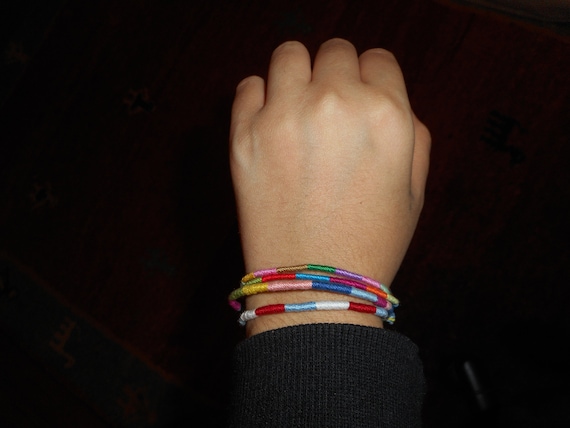 Thin Rope Friendship Bracelet Cotton Thread Wrapped Bracelet