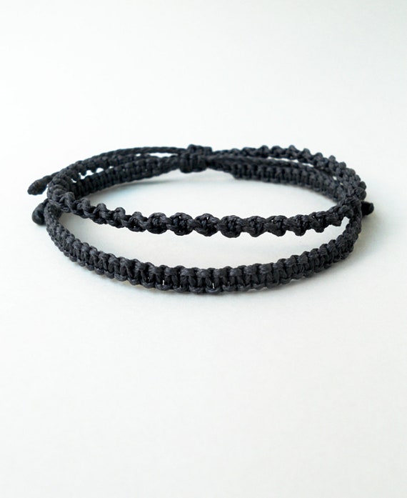 Dark Gray Macrame Bracelet Surf Bracelet Friendship - Etsy