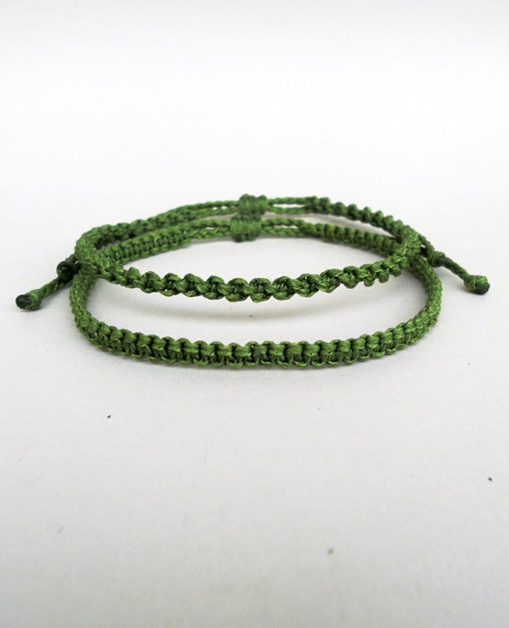 Olive Green Men Macrame Bracelet, Vegan Surf Bracelets, Earthy