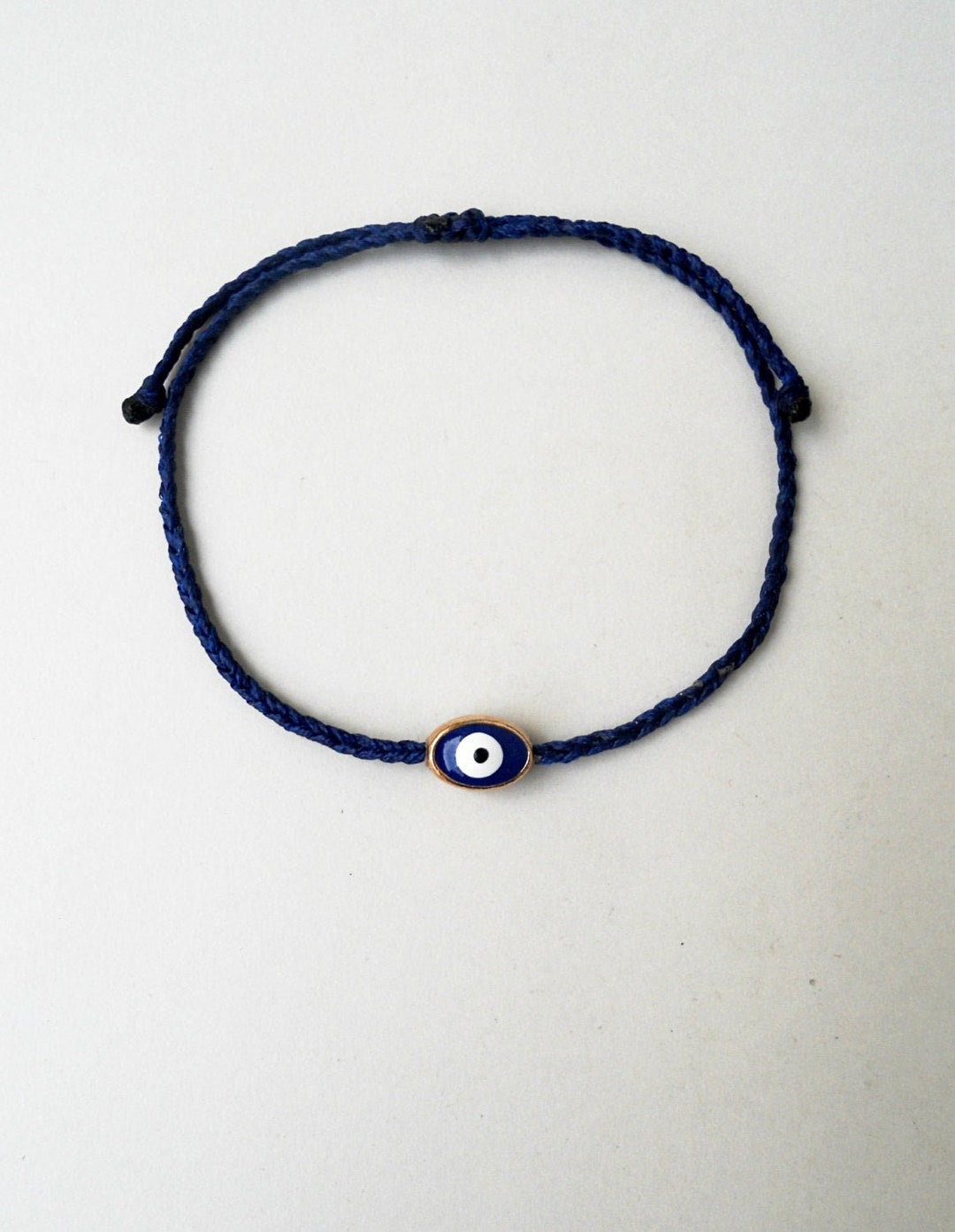 Black Evil Eye Choker Necklace String Necklace Whimsigoth Jewelry Short Necklace Adjustable 8mm Flat Glass Bead, Greek Mati, Minimalist Gift