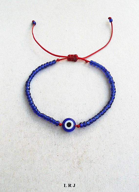 Blue Evil Eye Glass Beads Red String Bracelet Kabbalah Lucky Amulet All Seeing Eye Devil Protection Greek Good Luck Seed Bead Bracelet Etsy Canada
