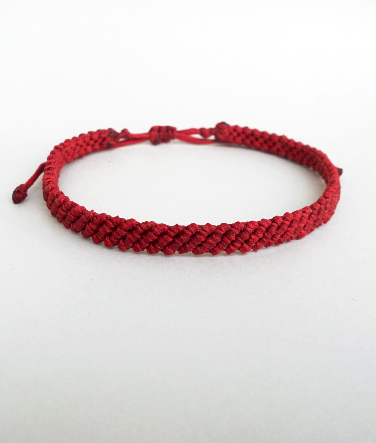 Dark red macrame wristband Kabbalah Minimalist Solid color Etsy