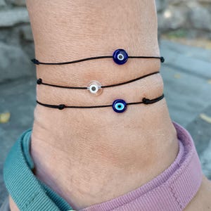 Tobillera de ojo malvado: cordón de nailon minimalista, amuleto de protección, pulsera de muñeca, cordón ajustable, regalo Mati imagen 13