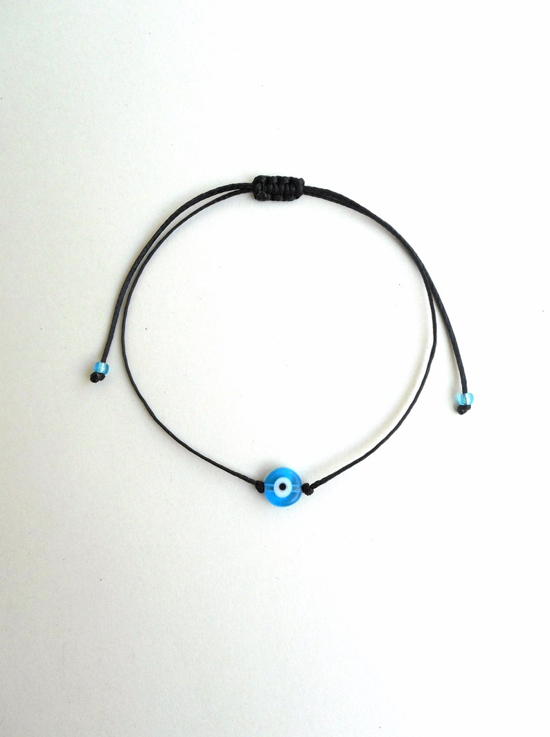 Light blue evil eye Minimalist bracelet, Kabbalah red string, Simplicity Unisex Adjustable Good luck Mommy and me Stacking spiritual jewelry Black