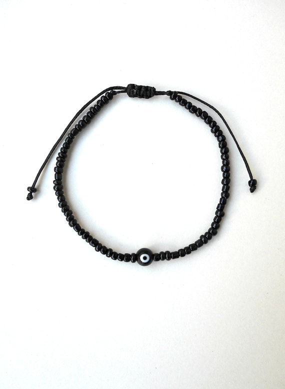 Evil eye bracelet with black beads deals