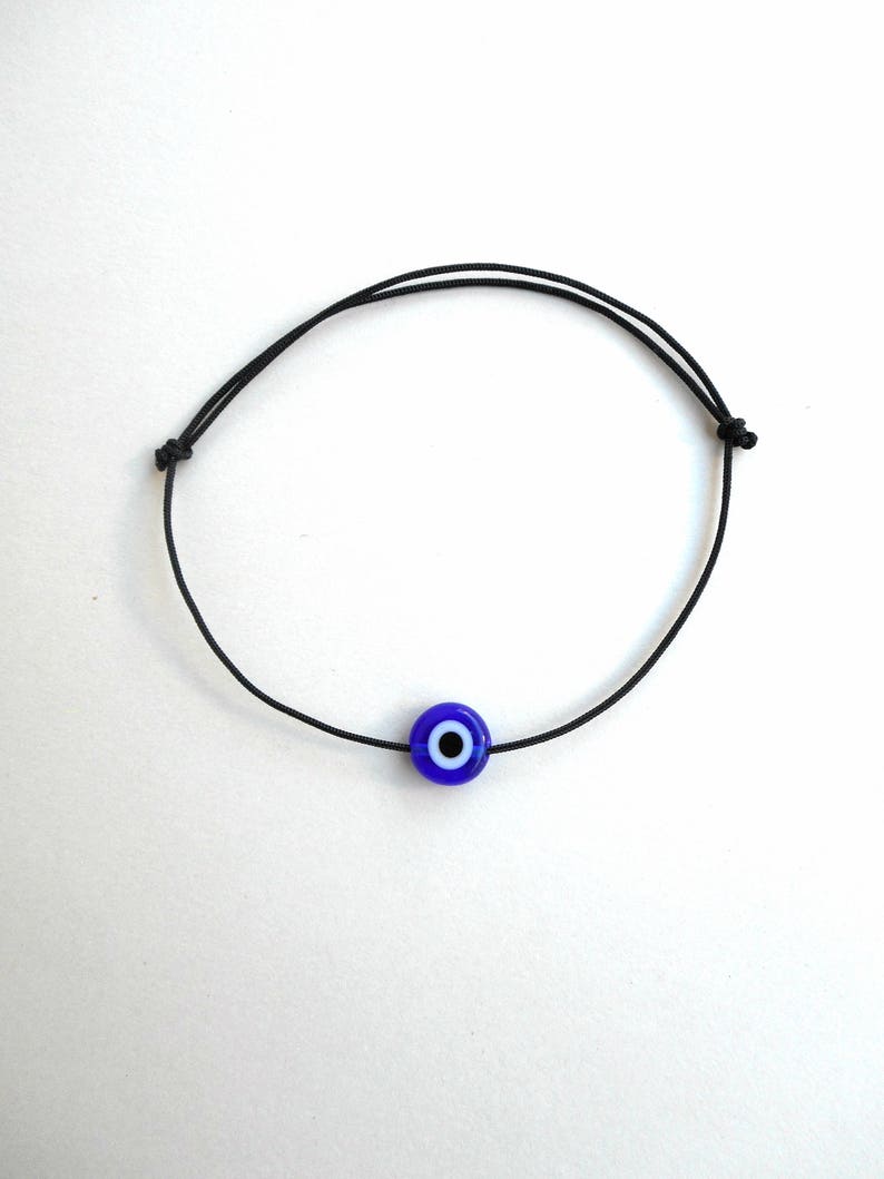 Evil eye bracelet, Black String bracelet, Nylon cord, Protection amulet, family gift ideas, Simplicity, Dainty bracelet, Minimal mens gift image 2