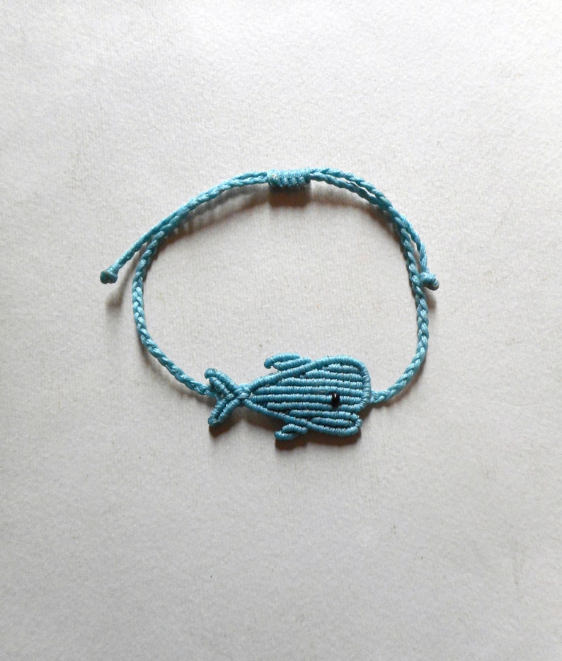Macrame whale bracelet, Mommy and kid Ciel blue Unisex, Adjustable, Sea lover gifts Surfer Braided waxed cord woven jewelry Gift for him her Azure