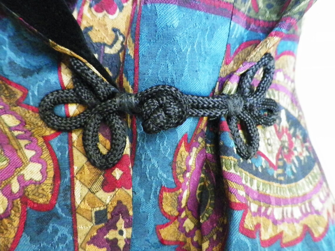 1980er Jahre samt Kragen Smoking Jacke Juwel Ton paisley | Etsy