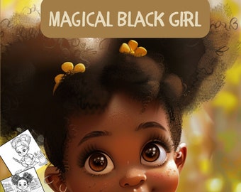 Libro da colorare magico della ragazza nera