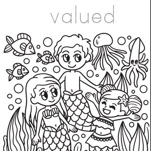 Affermazione positiva per bambini: libro da colorare per bambini, sirene immagine 2