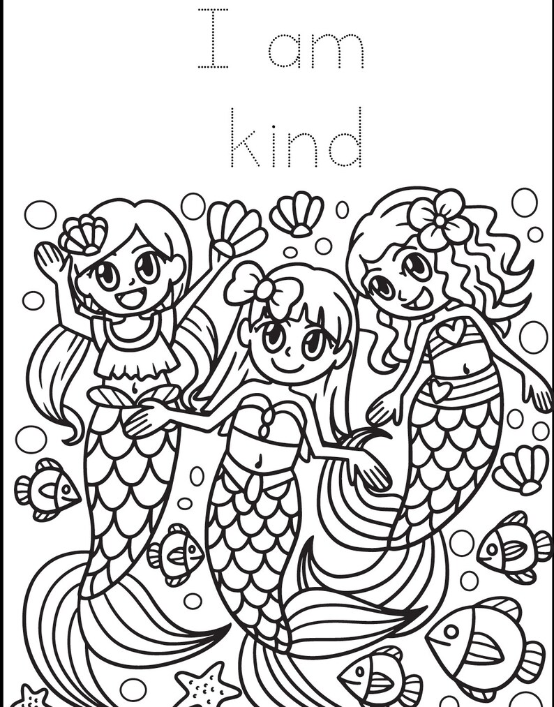 Affermazione positiva per bambini: libro da colorare per bambini, sirene immagine 3