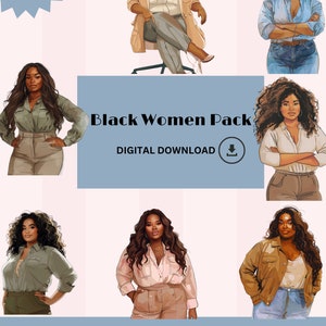 Black Woman clipart, African American women, pretty girl clipart, Black clip art, planner stickers, watercolor, Planner Girl clipart