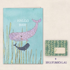 folded card  with envelope - whale