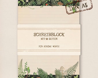 Schreibblock - Briefpapier - Pilzwald