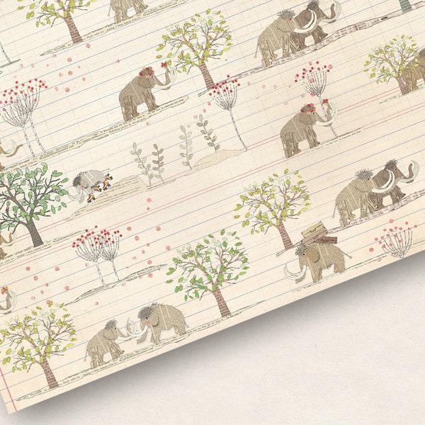 3x wrapping paper mammoths