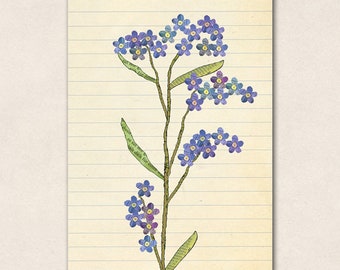 Folding card with Forget-me-not flower