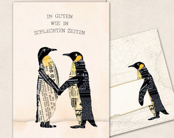 Pinguinhochzeit - Doppelkarte mit Umschlag