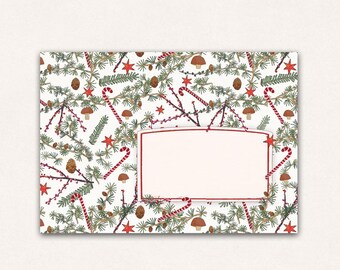 Briefumschläge mit hellem Weihnachtsmuster – Set aus 10 Umschlägen im Retro-Collagenstil