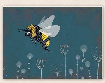 thick postcard - bumblebee