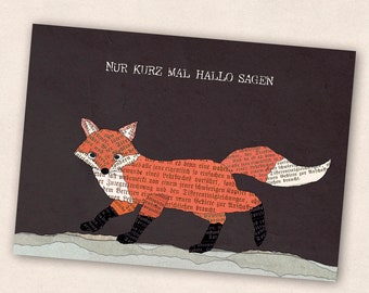 Postkarte Fuchs sagt Hallo