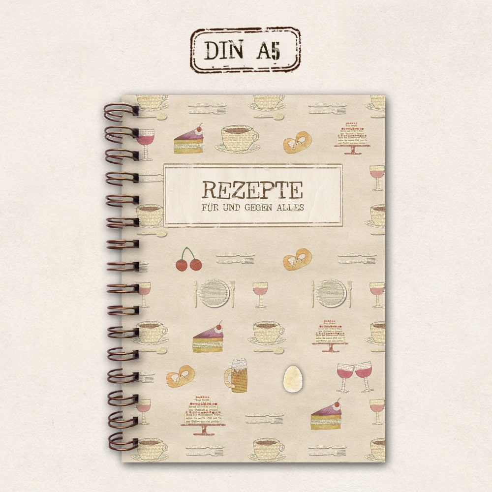 Recipe Book to Write Yourself DIY Cookbook as a Gift Idea DINA5 Hardcover  With Ring Binder 