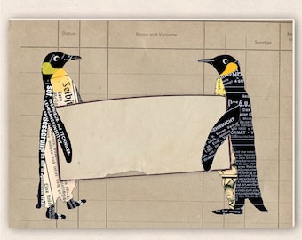 thick postcard - penguins