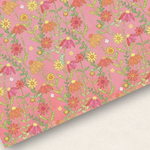 3x Wrapping paper pink flowers