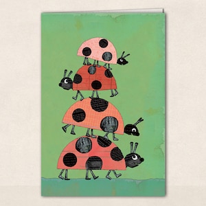 folded card  with envelope -  ladybirds