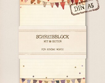 Schreibblock - Briefpapier - Wimpel