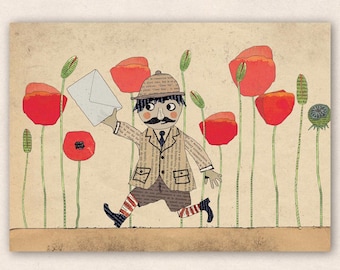 Correo para ti - Postal sin texto - Impresión sostenible - El Sr. Hobbs tiene una carta