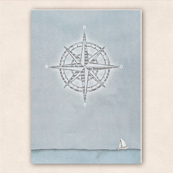 very thick postcard - Compass rose