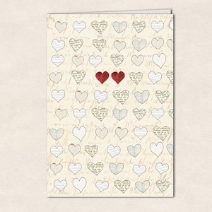 folded card  with envelope - two hearts