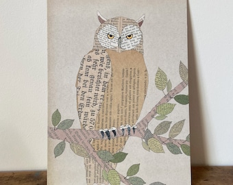 Owl - Print Poster art print A4 on cardboard