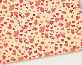 3x Wrapping paper big hearts