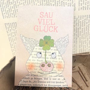 Postkarte Sau viel Glück