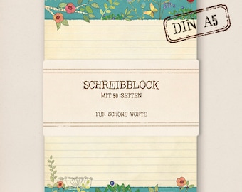 Schreibblock - Briefpapier - Blumenwiese