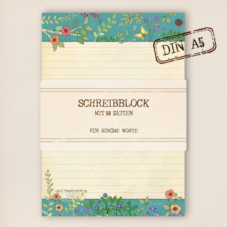 Schreibblock Briefpapier Blumenwiese Bild 1