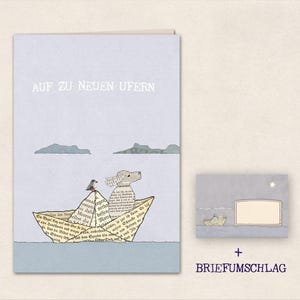 double card with dog and bird - let us see the world