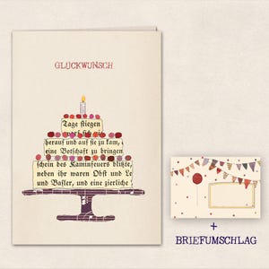 Birthday card with envelope - birthday cake