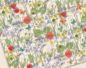 3x Wrapping paper meadow flowers