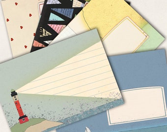 10 envelopes with hearts, stars and anchors