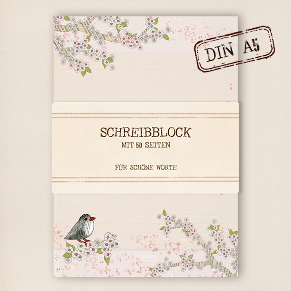 Schreibblock - Briefpapier - Blütensturm