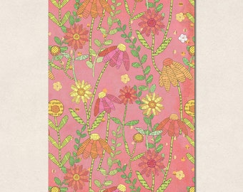 folded card  with envelope - pink Summer