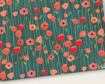 3x Wrapping paper dark poppy