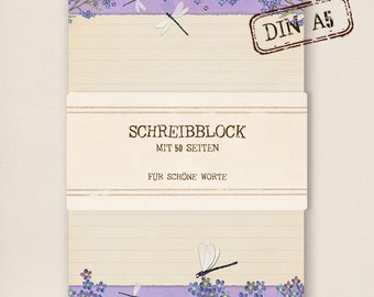 Schreibblock - Briefpapier - Libellen