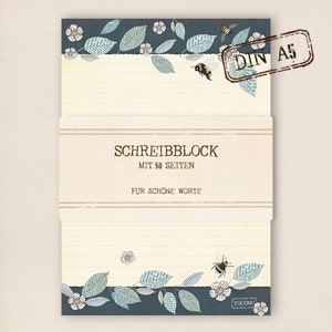 stationery - Writing pad - bumblebee and blossom