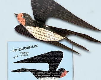 folded card  with envelope - swallow